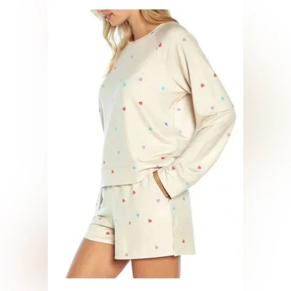 WILDFOX SWEATSHIRT & SHORTS SET PICK 1 Purple Star/ heart Print Lounge SET SMALL - Picture 8 of 14